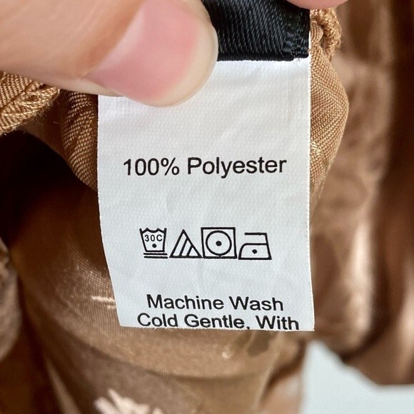 Shein Jacquard Satin Lantern Long Sleeve Mini Dress Gold Size Medium - Picture 6 of 9